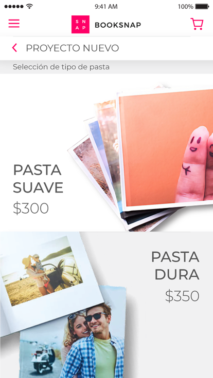 Selecciona pasta suave o dura para tus fotolibros al crearlos