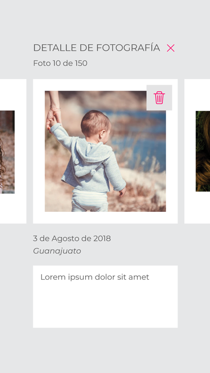 Visualiza cada fotografía y edita el texto que la acompaña