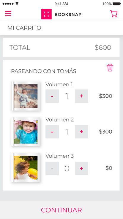 Agrega cuantos fotolibros quieras de cada proyecto y compralos para recibirlos a domicilio